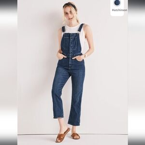 Lucky Brand Women's Bridget Cropped Overalls Size 6 Snap Front Denim